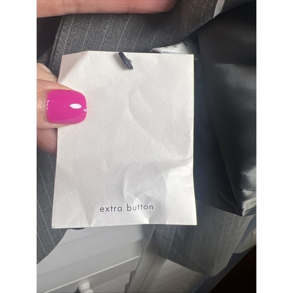 Calvin Klein Pinstripe Two Button Lined Stretch Blazer Size 12 Gray & White - Picture 9 of 11